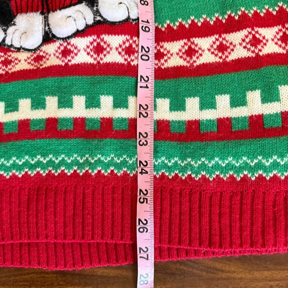 Ugly Christmas Sweater Santa Clause Cat Santa 3D Tartan Scarf Green Red Size L‎
